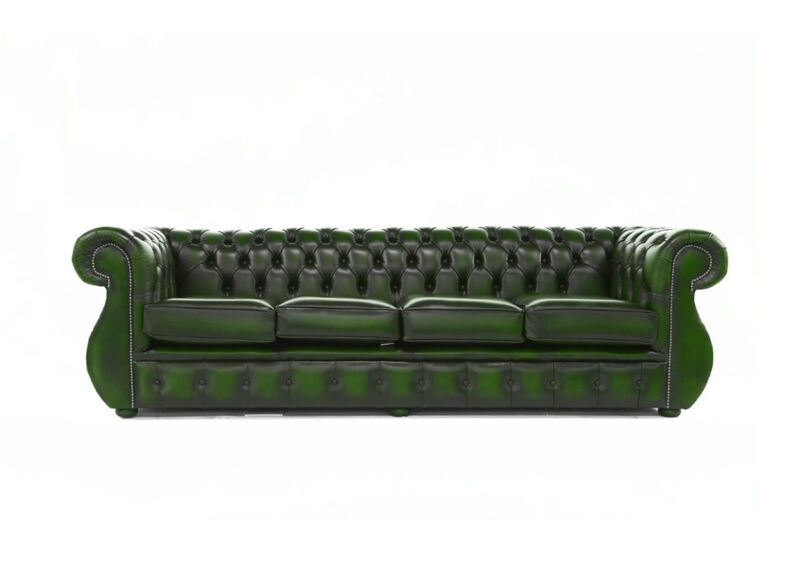 Product photograph of Chesterfield Kimberley 4 Seater Sofa Antique Green Real Leather from Designer Sofas 4U