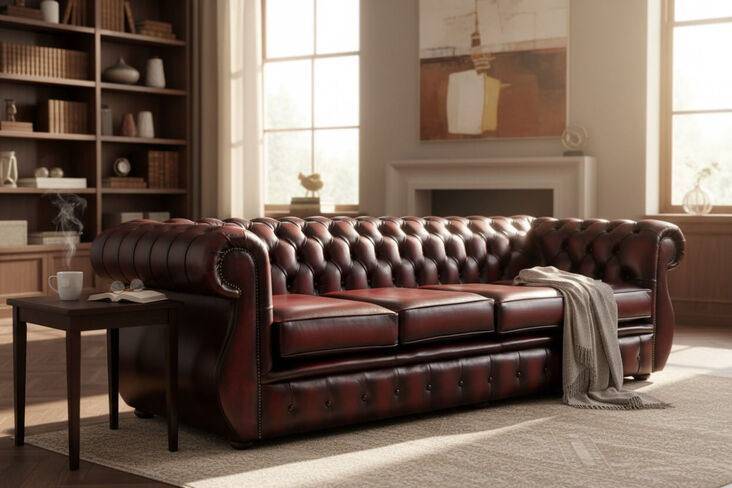 Chesterfield Kimberley 4 Seater Sofa Antique Oxblood Red Real Leather
