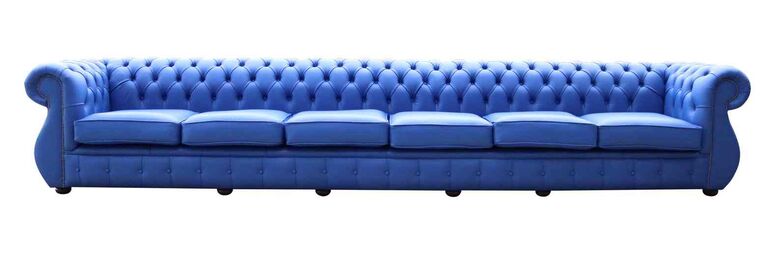 Chesterfield Kimberley 6 Seater Shelly Ultramarine Blue Leather Sofa Offer