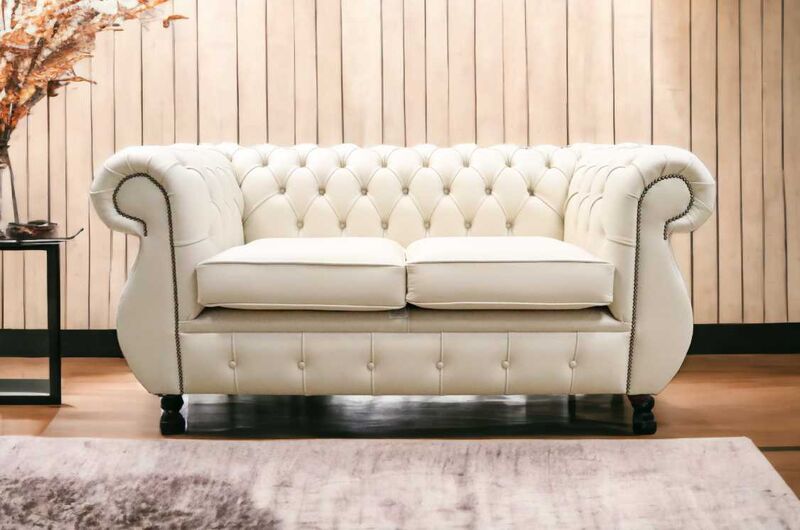 Product photograph of Chesterfield Kimberley 2 Seater Almond Leather Sofa Offer from Designer Sofas 4U