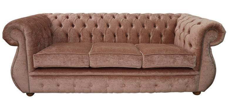 Chesterfield Kimberley Velvet 3 Seater Sofa Pastiche Coral