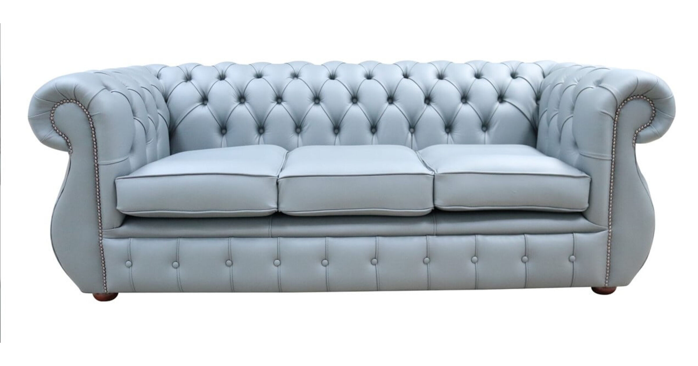 Chesterfield Kimberley 3 Seater Shelly Piping Grey Leather Sofa Offer