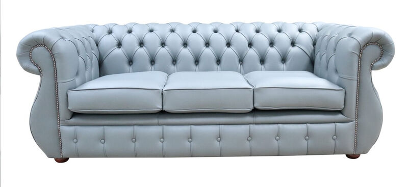 Product photograph of Chesterfield Kimberley 3 Seater Shelly Piping Grey Leather Amp Hellip from Designer Sofas 4U