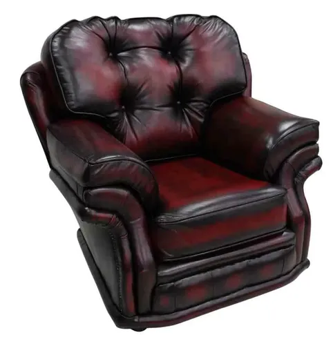 Rub Off Antique Oxblood leather Chesterfield Knightsbridge 1 Seater Armchair Traditional Chair | DesignerSofas4U
