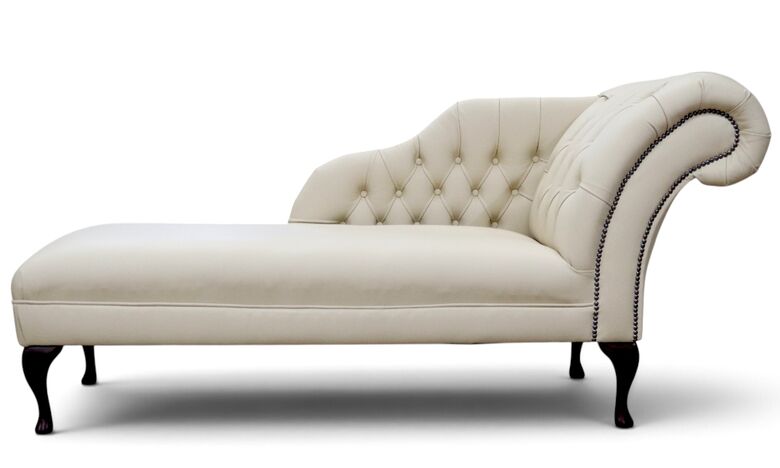 Chesterfield Leather Day Bed Chaise Lounge Ivory