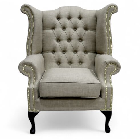 Chesterfield Queen Anne High Back Wing Chair Charles Fudge Linen