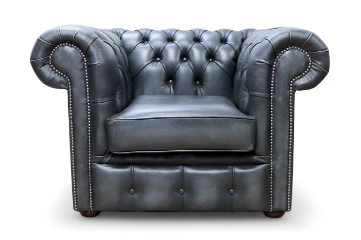 Chesterfield Low Back Club ArmChair Antique Grey Leather