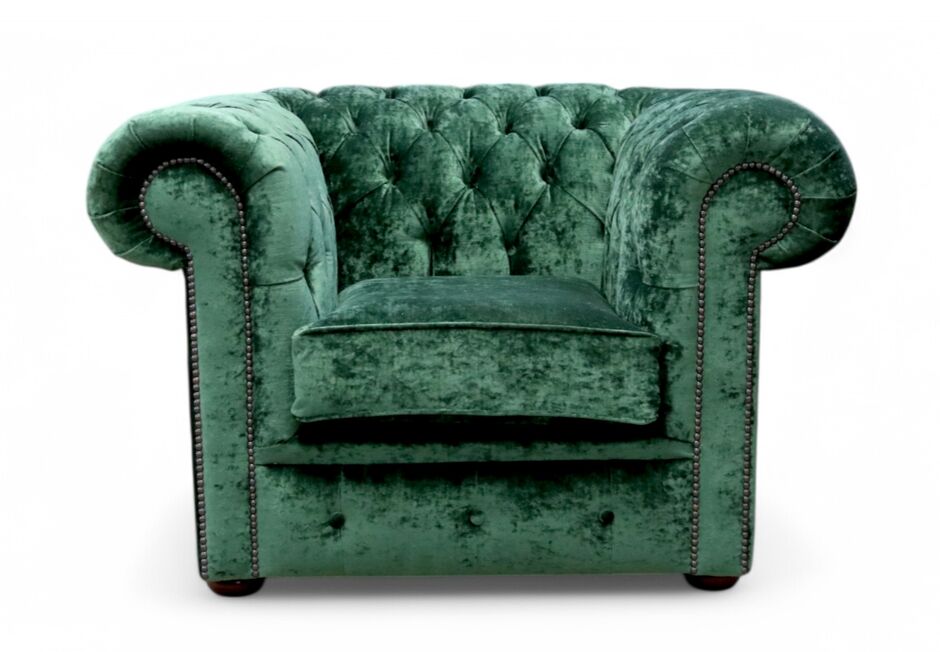 DesignerSofas4U Buy Green velvet Chesterfield armchair