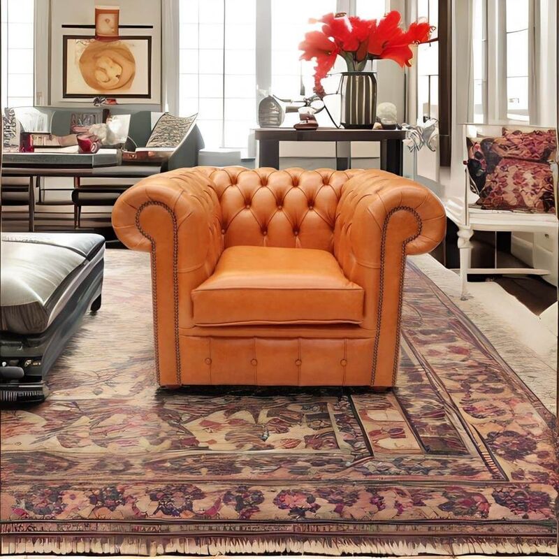 Product photograph of Chesterfield Low Back Club Armchair Old English Saddle Leather from Designer Sofas 4U