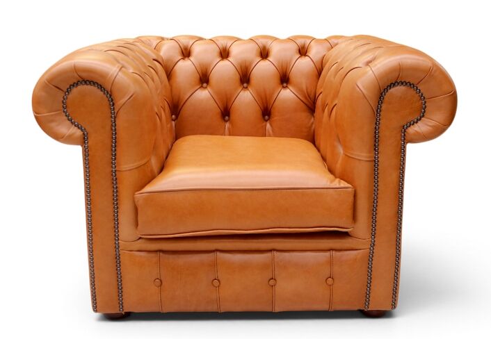 Chesterfield Low Back Club ArmChair Old English Saddle Leather