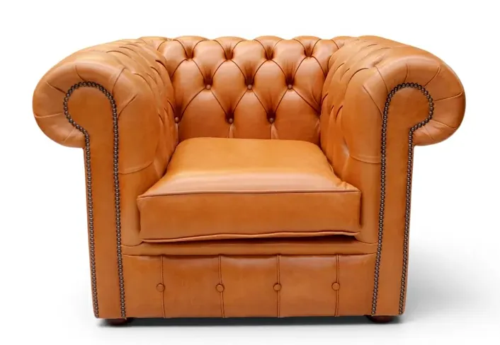 Chesterfield Low Back Club ArmChair Old English Saddle Leather