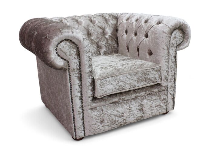 Chesterfield Low Back Club ArmChair Shimmer Mink Velvet Fabric
