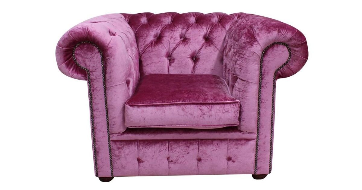 Chesterfield Low Back Club Armchair Boutique Rose Pink Velvet