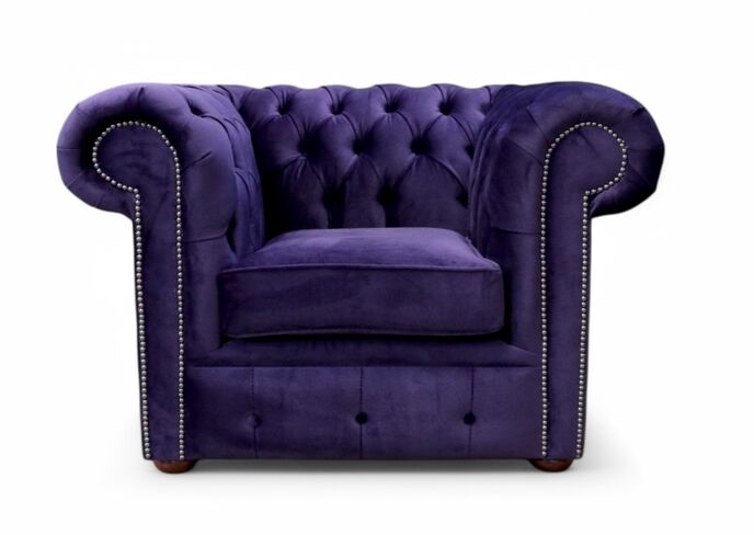 Chesterfield Low Back Club Chair Malta Purple Amethyst Velvet Fabric