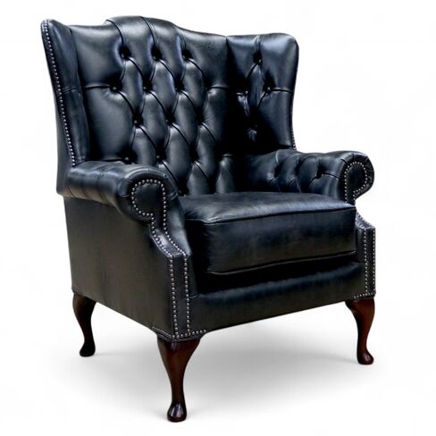 Chesterfield Ludlow High Back Wing Chair Old English Black Leather
