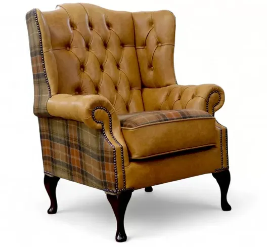 Chesterfield Ludlow High Back Wing Chair Old English Tan And Vintage Caramel Wool
