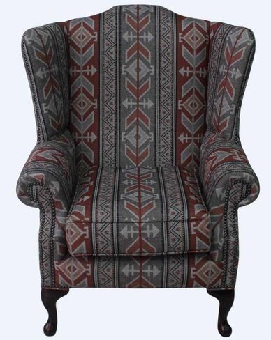 Chesterfield Saxon Mallory High Back Wing Chair Tribal Boho Bohemian Fabric