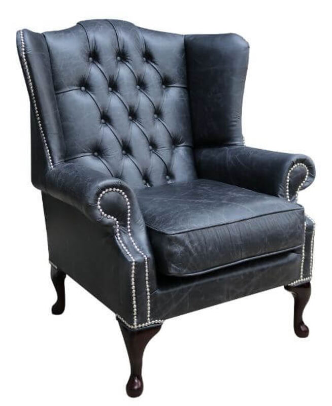 Product photograph of Chesterfield Mallory Queen Anne High Back Wing Chair Cracked Amp Hellip from Designer Sofas 4U