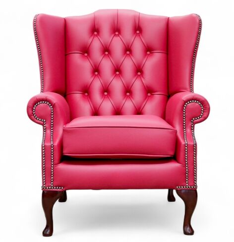 Chesterfield Mallory Flat Wing Queen Anne High Back Armchair Anemone Leather