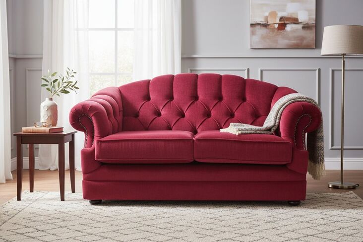 Chesterfield Merton 2 Seater Sofa Pimlico Wine Fabric