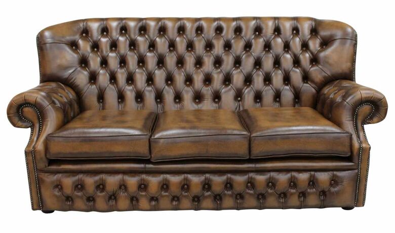 Monks Chesterfield 3 Seater Antique Tan Leather Sofa Offer