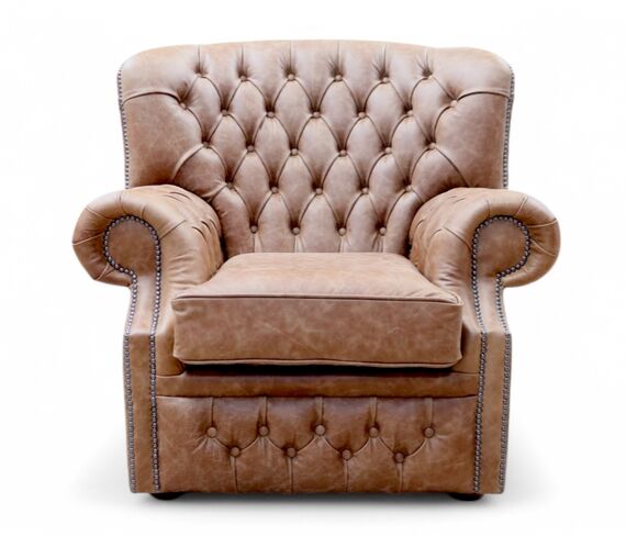 Chesterfield Monks Armchair In Cracked Wax Tan Leather