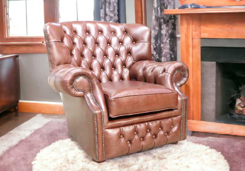 Product photograph of Hazel Leather Chesterfield Monks Armchair Old English from Designer Sofas 4U