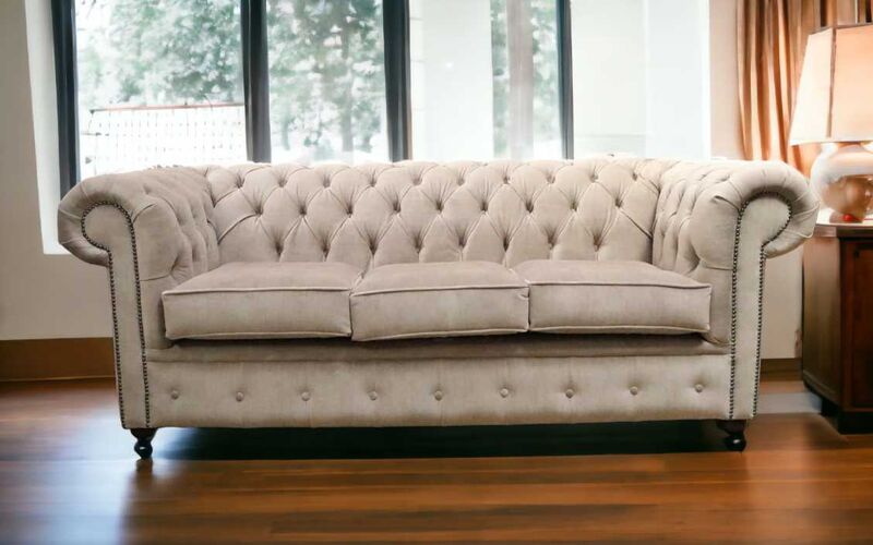 Product photograph of Chesterfield 3 Seater Settee Odyssey Parchment Sofa Offer from Designer Sofas 4U