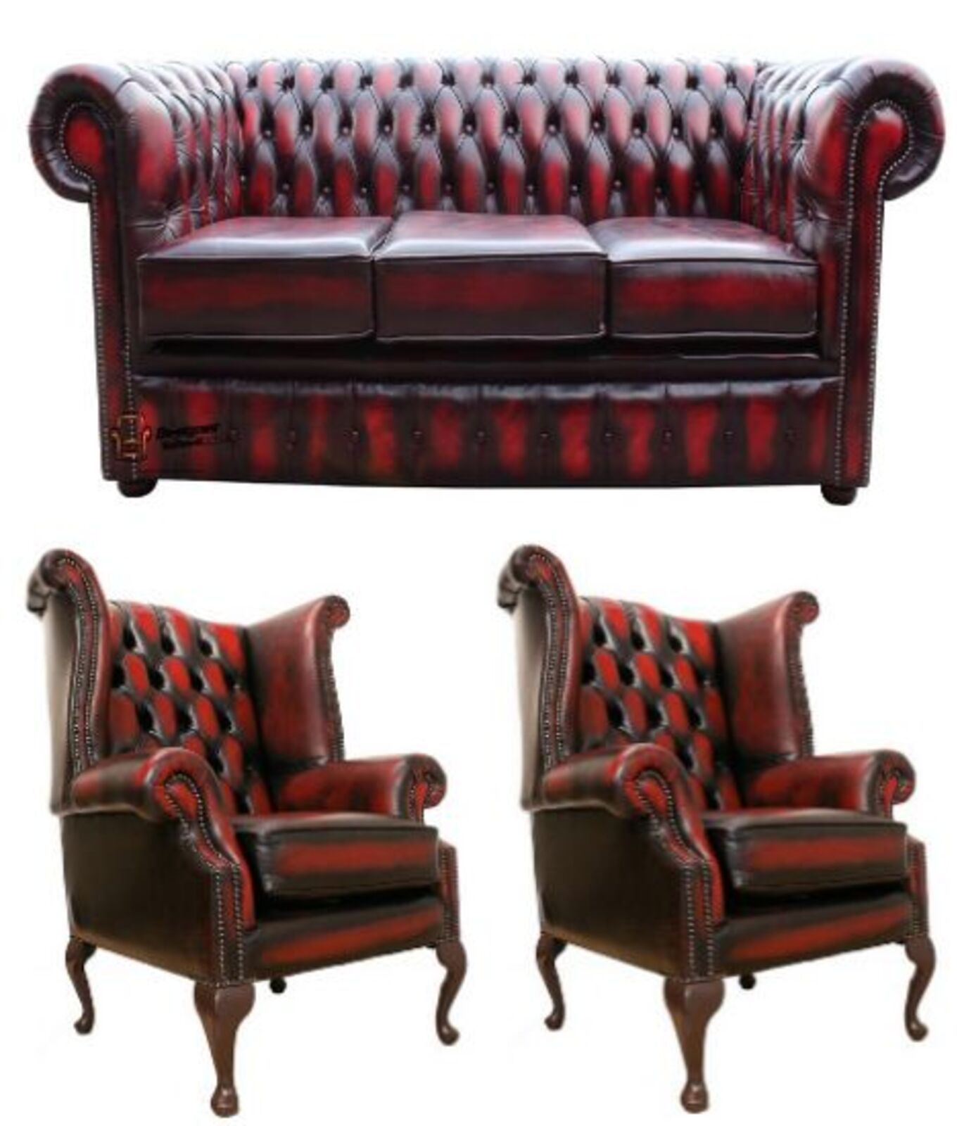 Product photograph of Chesterfield Leather 3 Seater Wing Chair Wing Chair Sofa Amp Hellip from Designer Sofas 4U