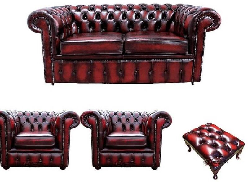 Product photograph of Chesterfield 2 Seater Sofa 2 X Club Chairs Footstool Amp Hellip from Designer Sofas 4U