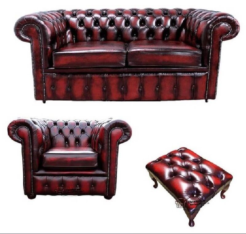 Product photograph of Chesterfield 2 Seater Sofa Club Chair Footstool Leather Amp Hellip from Designer Sofas 4U