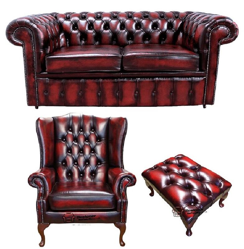 Product photograph of Chesterfield 2 Seater Sofa Mallory Wing Chair Footstool Amp Hellip from Designer Sofas 4U