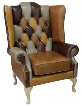 Chesterfield Patchwork Old English Leather Armchair