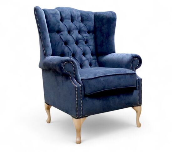 Chesterfield Prince's Flat Wing Queen Anne High Back Wing Chair Opulence Midnight
