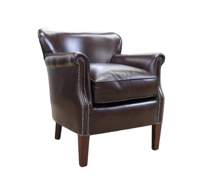 Professor Antique Brown Real Leather Armchair
