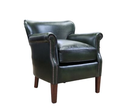 Professor Antique Green Real Leather Armchair