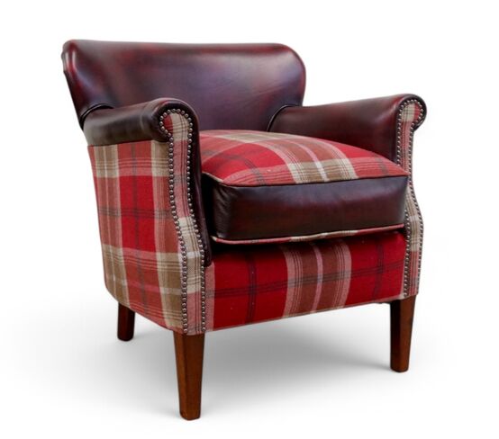 Professor Antique Oxblood Leather & Tartan Balmoral Red Armchair