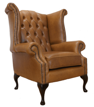 Chesterfield Queen Anne Chair Old English Tan