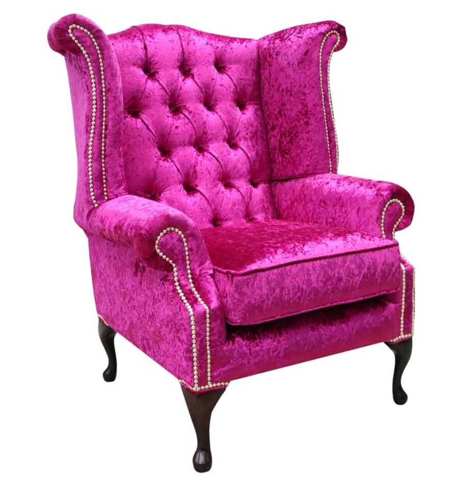 Fuschia Pink Queen Anne Chair Chesterfield Queen Anne High Back
