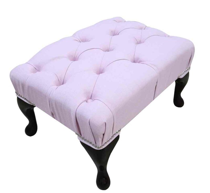 Product photograph of Chesterfield Queen Anne Footstool Charles Pink Fabric from Designer Sofas 4U