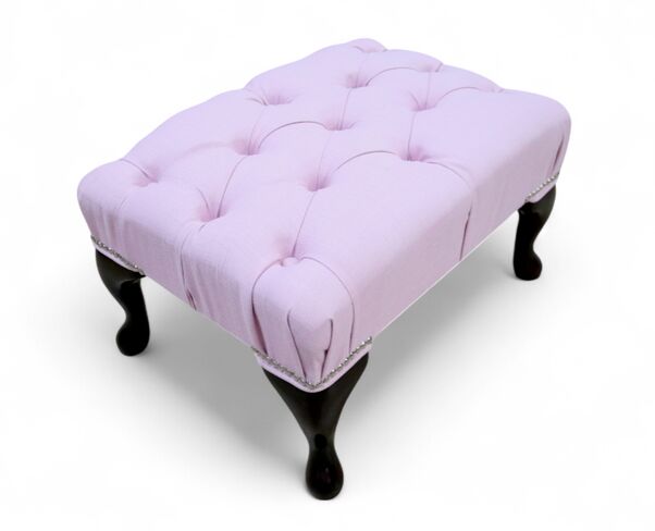 Chesterfield Queen Anne Footstool Charles Pink Fabric