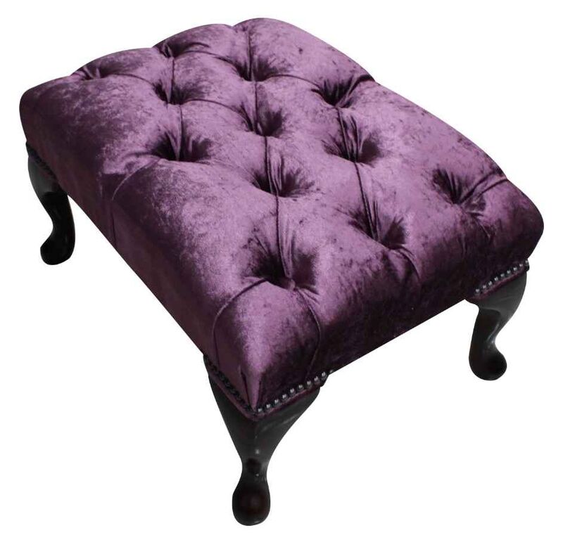 Product photograph of Chesterfield Queen Anne Footstool Shimmer Velvet from Designer Sofas 4U