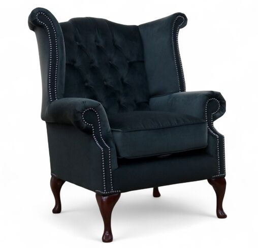 SPECIAL OFFER Chesterfield Queen Anne High Back Wing Armchair Bonita Coal Velvet
