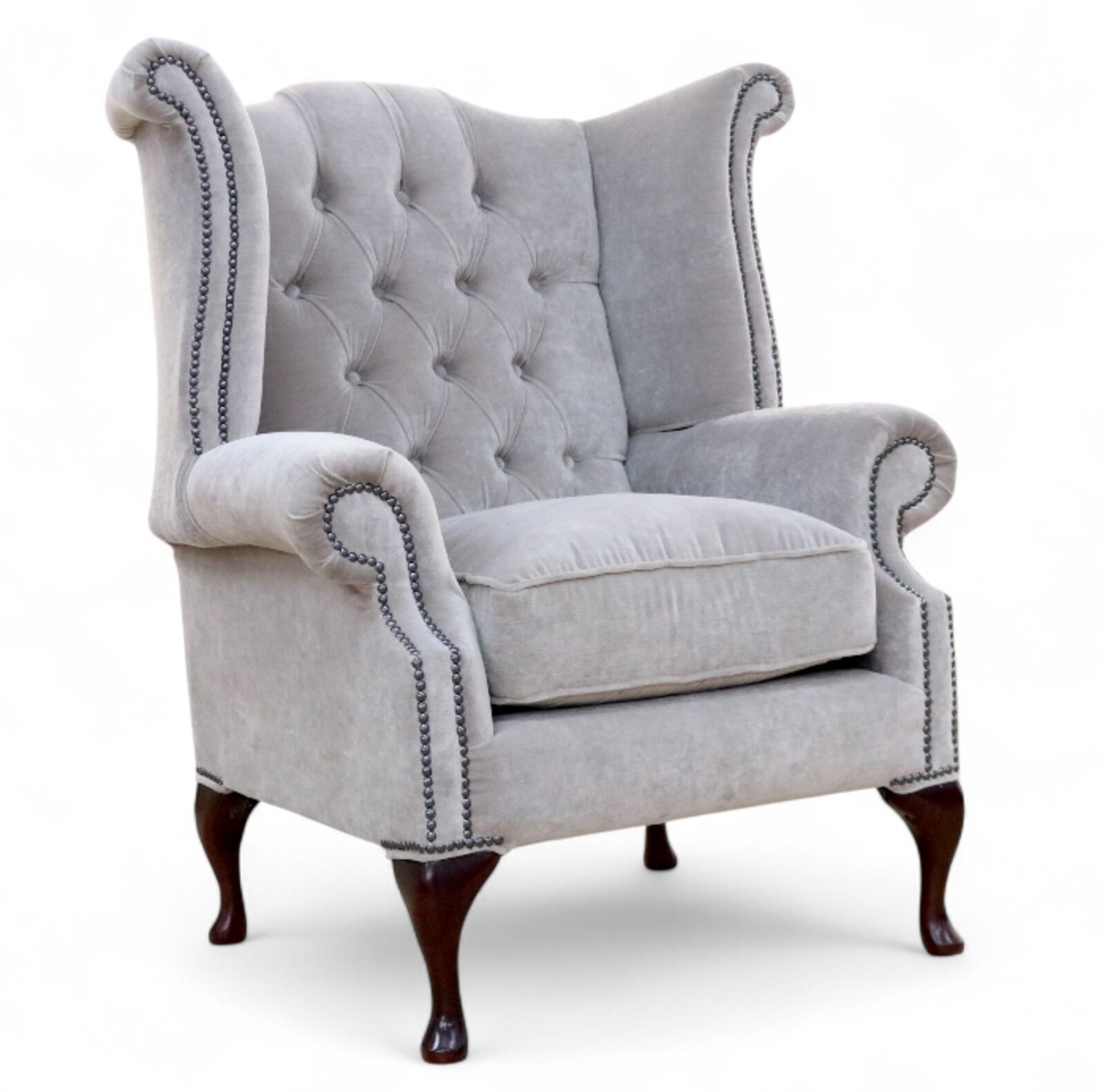 SPECIAL OFFER Chesterfield Queen Anne High Back Wing Armchair Enchant Cobble Velvet