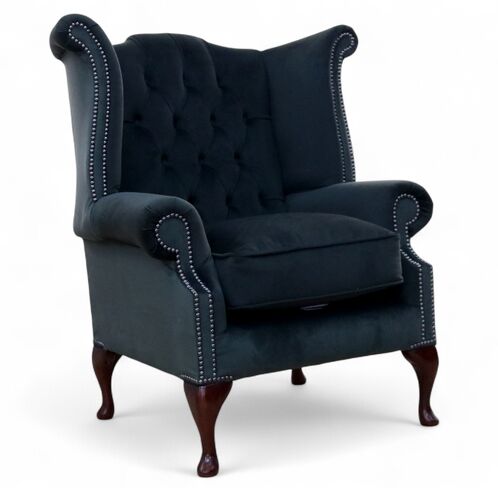 SPECIAL OFFER Chesterfield Queen Anne High Back Wing Armchair Salsa Coal Velvet