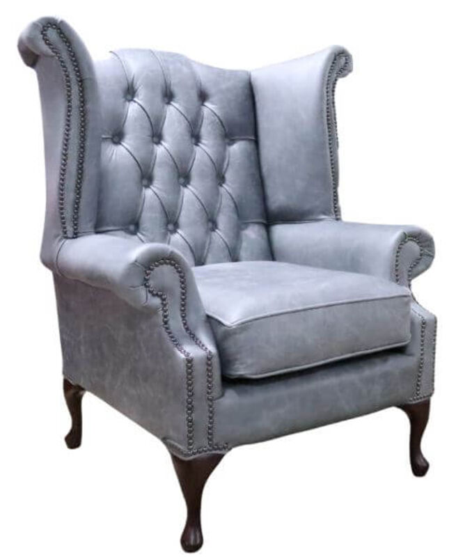 Product photograph of Chesterfield Queen Anne High Back Wing Chair Cracked Wax Ash Amp Hellip from Designer Sofas 4U
