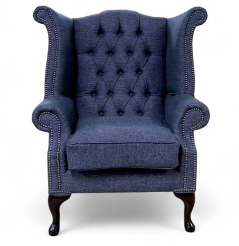 Chesterfield Queen Anne High Back Wing Chair Ferrara Nightscape Fabric