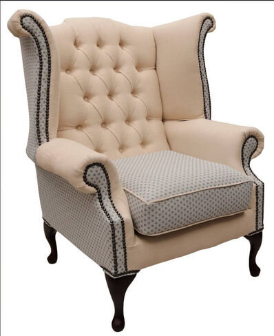 Chesterfield Queen Anne Wing Chair High Back Armchair Galleria Fabric