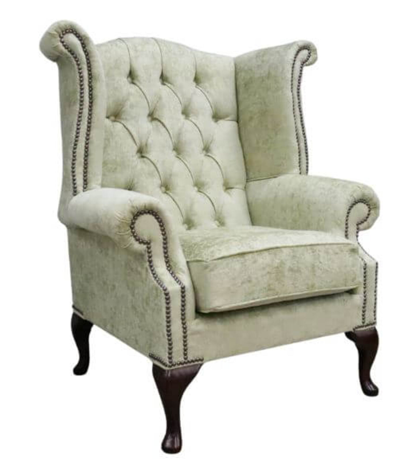 Product photograph of Chesterfield Queen Anne High Back Wing Chair Nuovo Moss Amp Hellip from Designer Sofas 4U