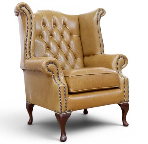 SPECIAL OFFER Chesterfield Queen Anne High Back Wing Chair Old English Bruciato